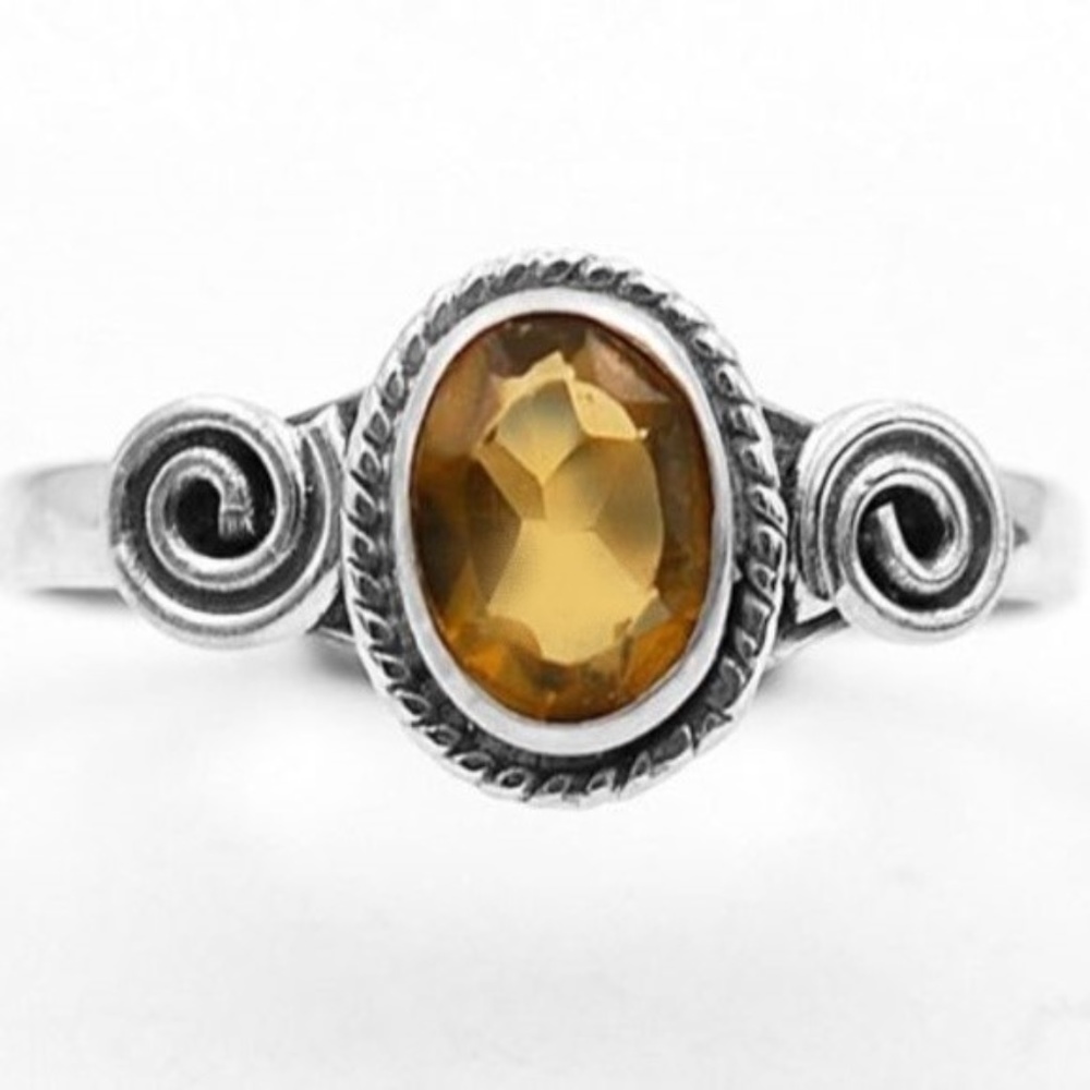 Smoky Topaz 925 Solid Sterling Silver Ring Size 6